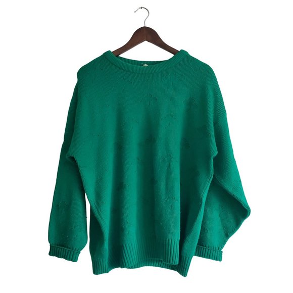 Vintage Sweaters - VINTAGE | St. Patrick's Lucky Shamrock Scoop Neck Sweater (Size L)